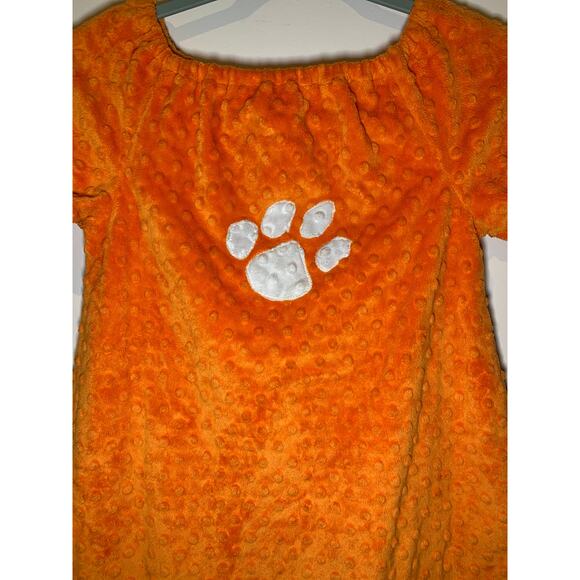 Whimsy Wear Girls Orange Clemson Tigers Dress Fuzzy Velour Size 6 Tiger Paw - Picture 2 of 5